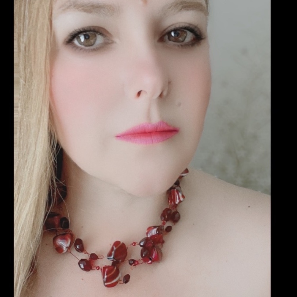 Multi-Strand Red Agate Bead Necklace - Women Jewelry